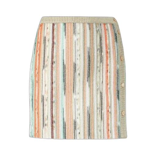 Striped Side Buttoned Mini Skirt