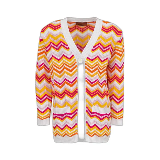 Zigzag Patterned V-Neck Cardigan