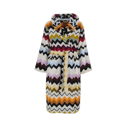 Zig-Zag Pattern Hooded Bathrobe