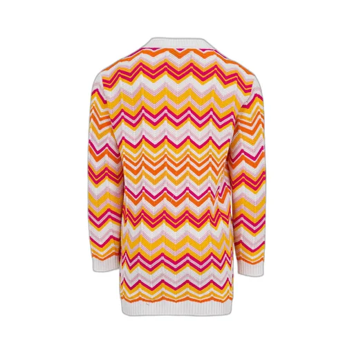 Zigzag Patterned V-Neck Cardigan