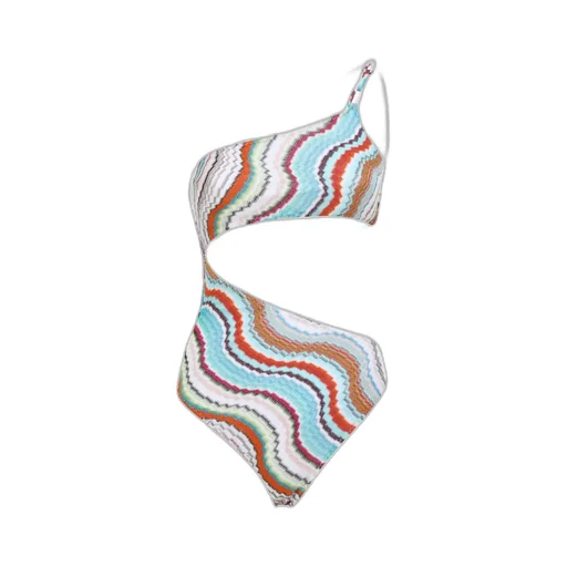 Zigzag Woven Cut-Out Detailed Swimsuit