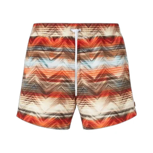 Zig Zag Printed Drawstring Swim Shorts
