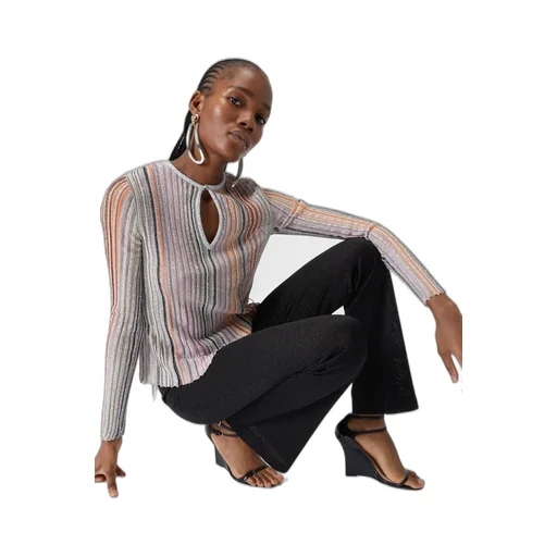 Glitter-Detail Straight Trousers
