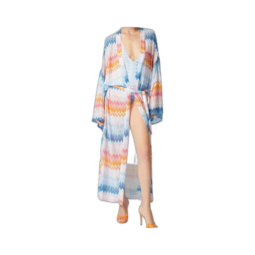 Zig-Zag Tied-Waist Long Dress