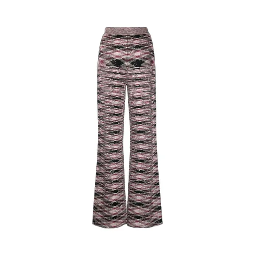 Patterned Intarsia-Knit Flared Trousers