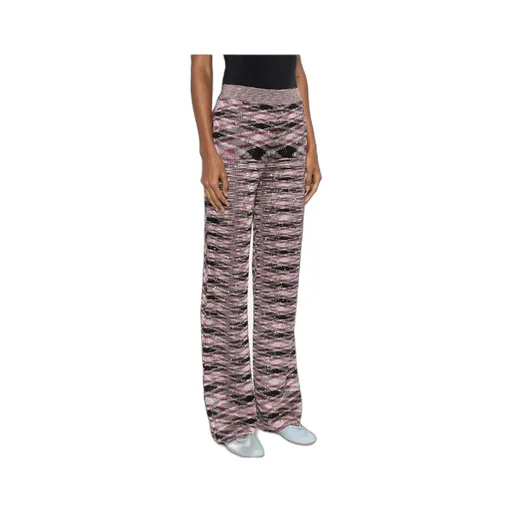 Patterned Intarsia-Knit Flared Trousers