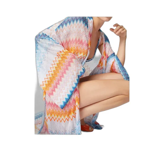 Zig-Zag Tied-Waist Long Dress