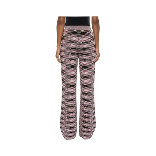 Patterned Intarsia-Knit Flared Trousers