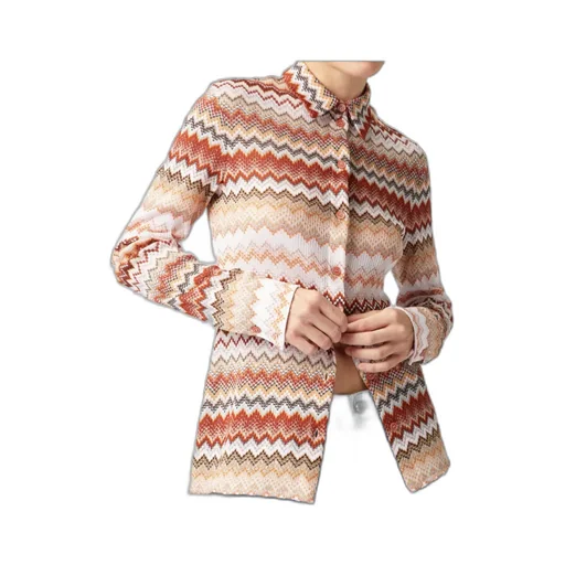 Zigzag-Pattern Lamé Shirt