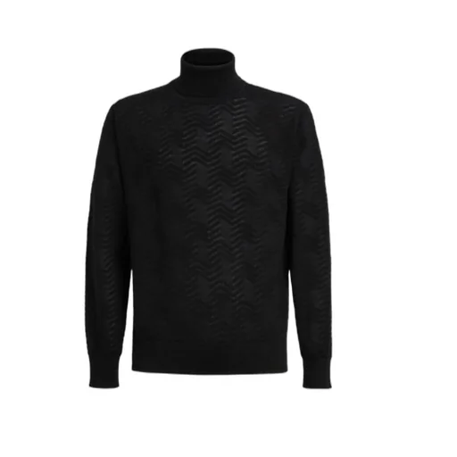 Tone-On-Tone Chevron Turtleneck Pullover