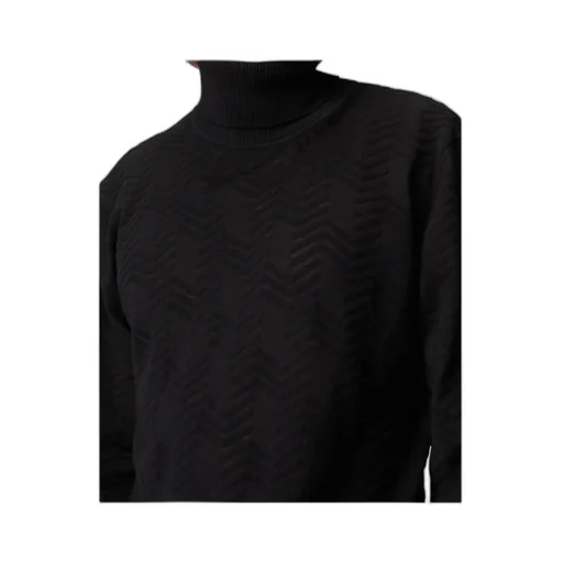 Tone-On-Tone Chevron Turtleneck Pullover