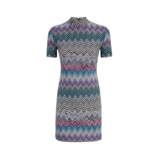 Zigzag Mock Neck Mini Dress