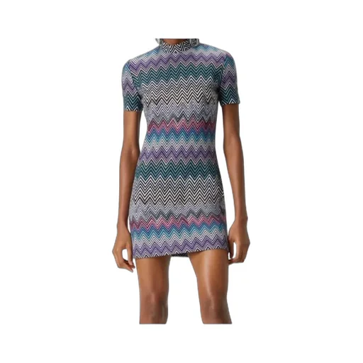 Zigzag Mock Neck Mini Dress