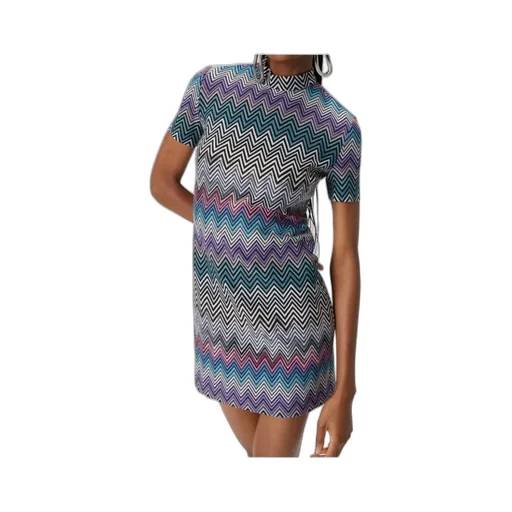 Zigzag Mock Neck Mini Dress