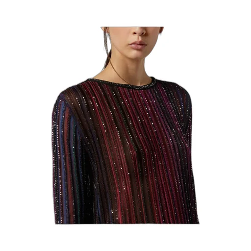 Sequinned Striped Knitted Jumper