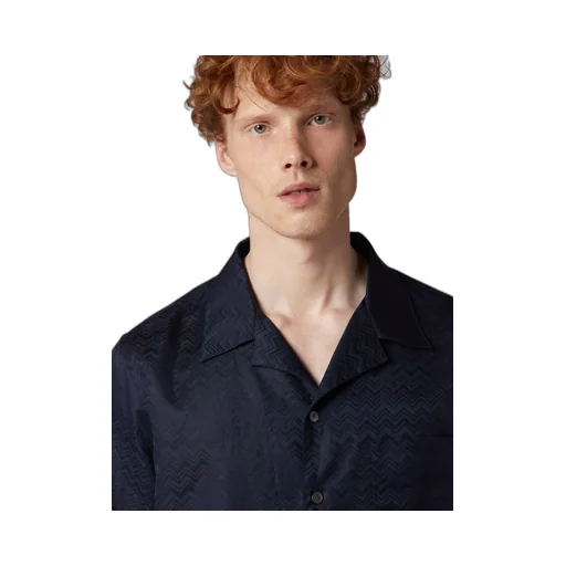 Chevron-Jacquard Short-Sleeve Shirt