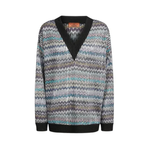 Sequin Embellished Oversized V-Neck Jumper