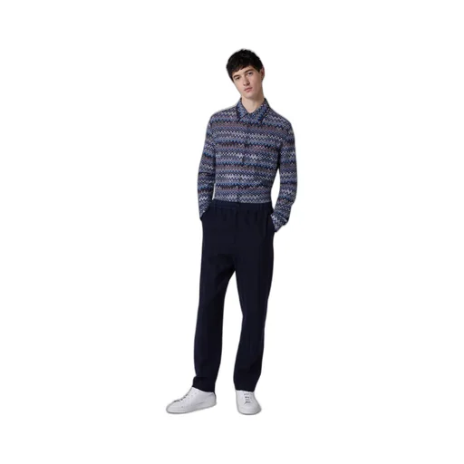 Chevron-Knit Straight-Leg Trousers