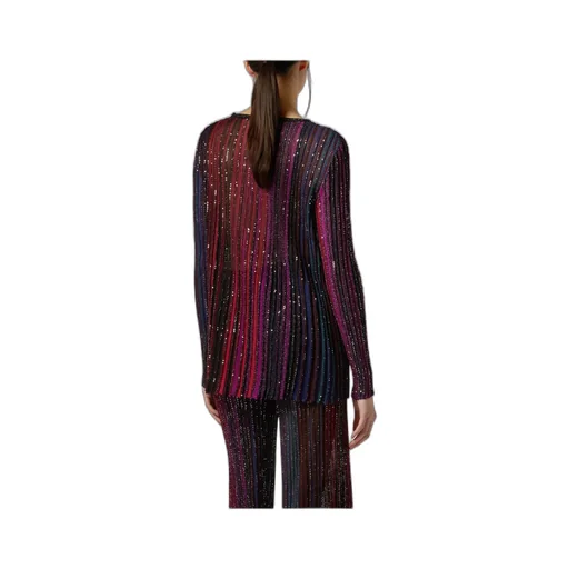 Sequinned Striped Knitted Jumper