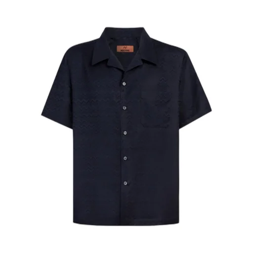 Chevron-Jacquard Short-Sleeve Shirt