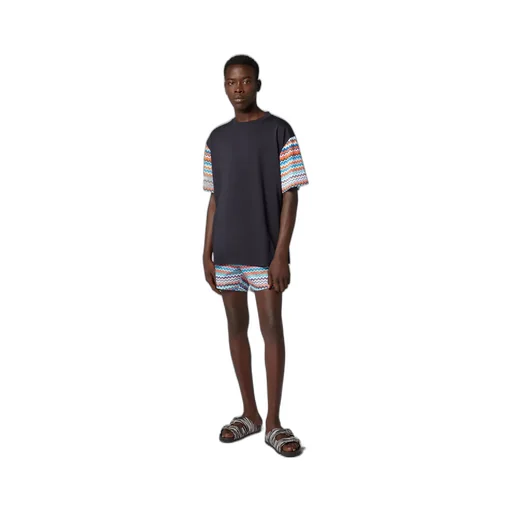 Zigzag-Sleeves Cotton T-Shirt