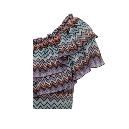 Zigzag Patterned One Sleeved Dress
