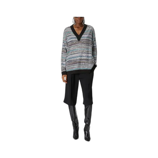 Sequin Embellished Oversized V-Neck Jumper