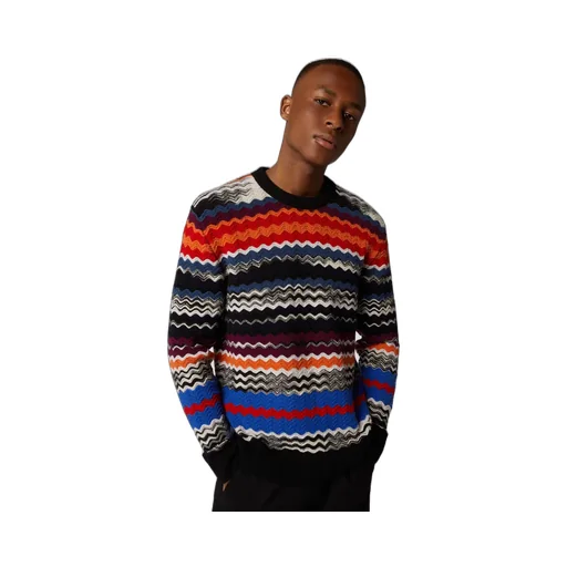 Zigzag-Woven Crewneck Knitted Jumper