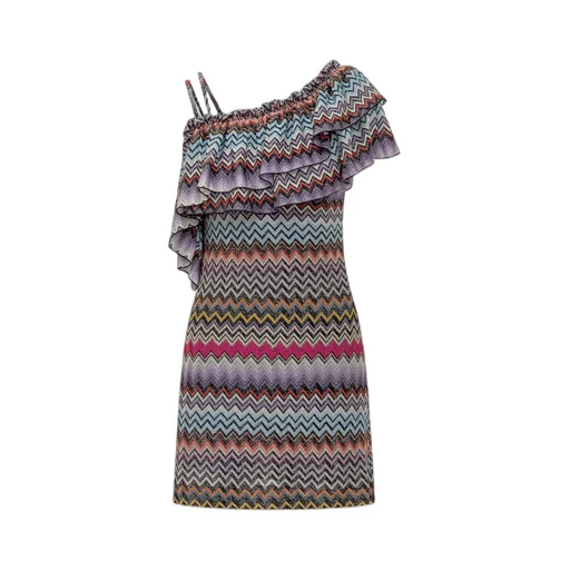 Zigzag Patterned One Sleeved Dress