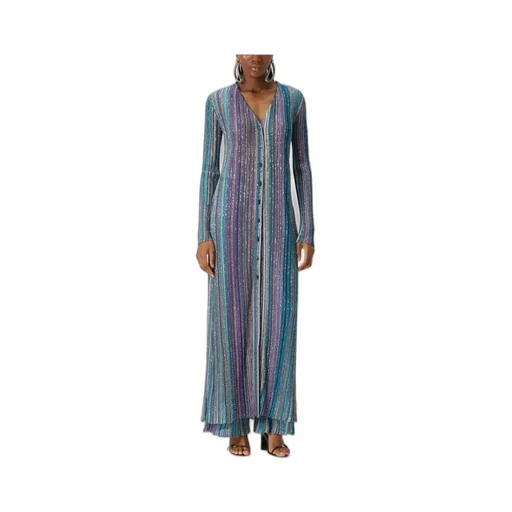Sequinned Pleated Knit Long Cardigan