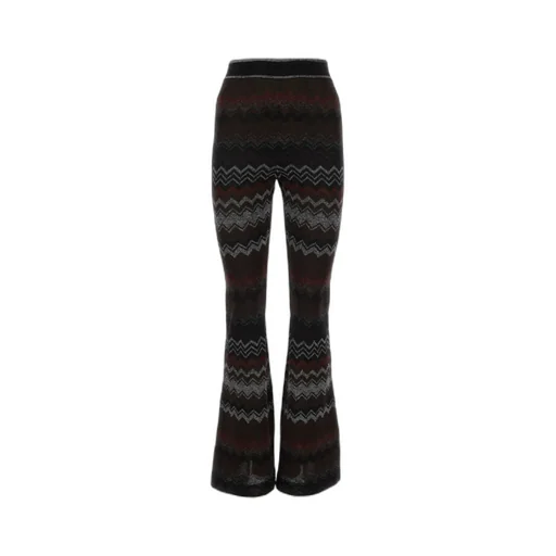 Zigzag-Woven High-Waisted Flared Trousers