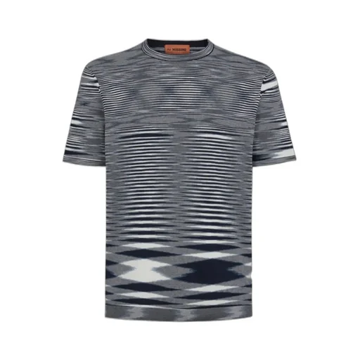 Stripe-Printed Short-Sleeved Crewneck T-Shirt