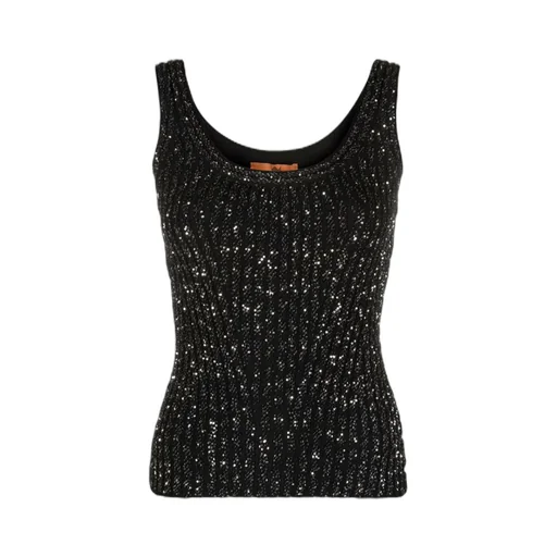 Metallic-Threading Ribbed Tank Top