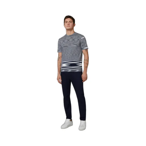 Stripe-Printed Short-Sleeved Crewneck T-Shirt