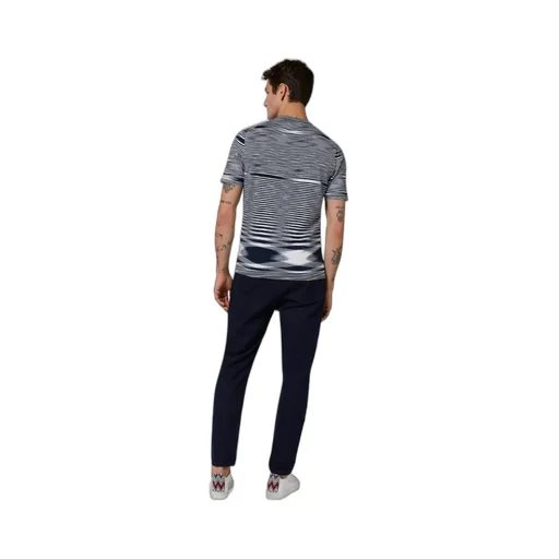 Stripe-Printed Short-Sleeved Crewneck T-Shirt