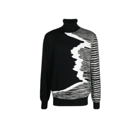 Stripe-Pattern Roll-Neck Jumper