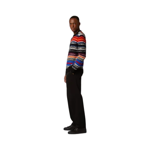 Zigzag-Woven Crewneck Knitted Jumper