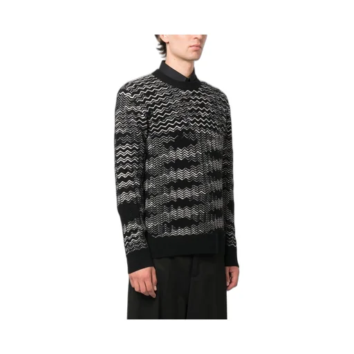 Zigzag-Pattern Crewneck Knitted Jumper