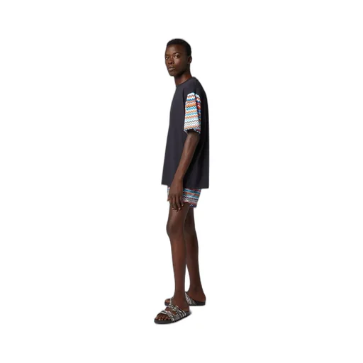 Zigzag-Sleeves Cotton T-Shirt