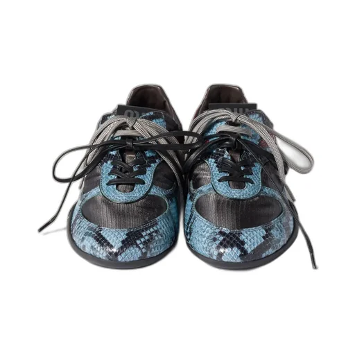 Gymnasium Technical Fabric And Python-Print Ayers Leather Sneakers