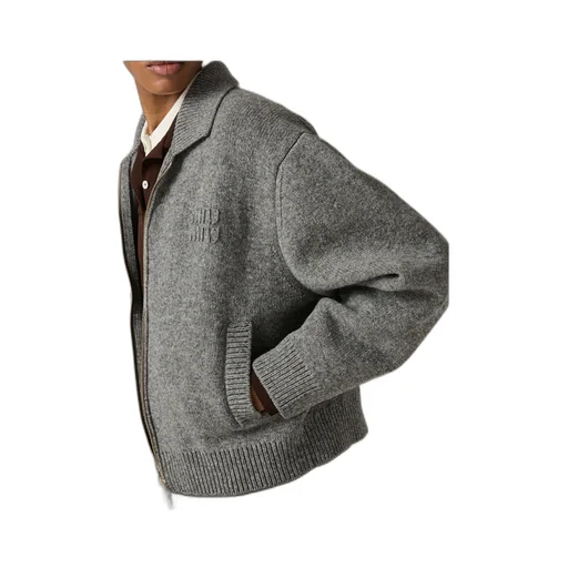 Shetland Wool And Cashmere Zipper Cardigan
