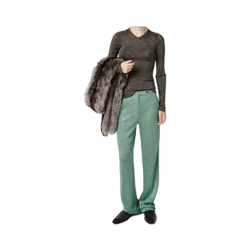 Straight-Leg Lurex Pants