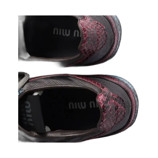 Gymnasium Technical Fabric And Python-Print Ayers Leather Sneakers