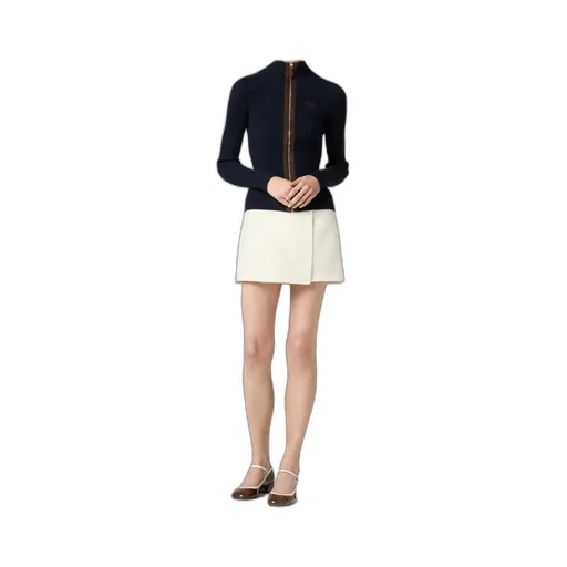 Cashmere And Leather Zipper Cardigan