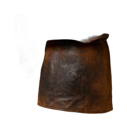 Waxed Suede Leather Mini-Skirt