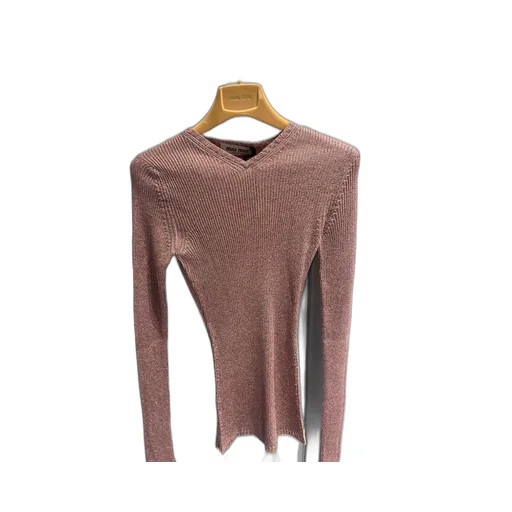 Lurex-Detailed V-Neck Jumper