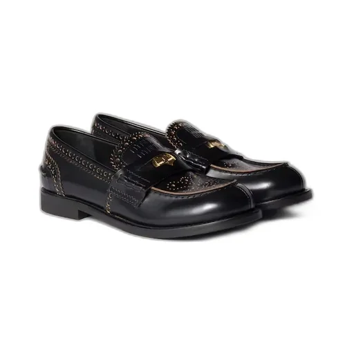 Perforated Coin-Detailed Loafers