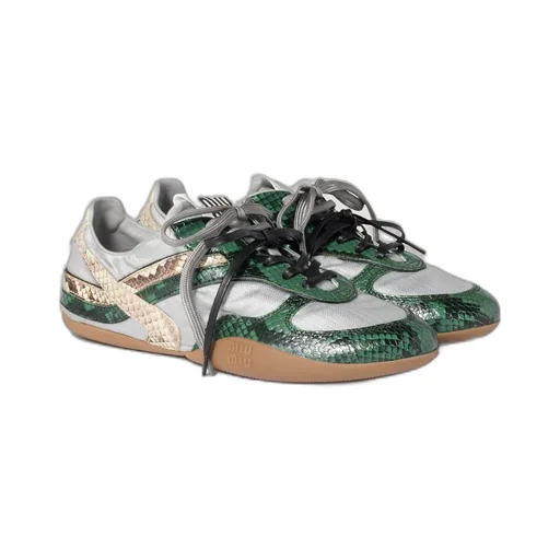 Gymnasium Technical Fabric And Python-Print Ayers Leather Sneakers