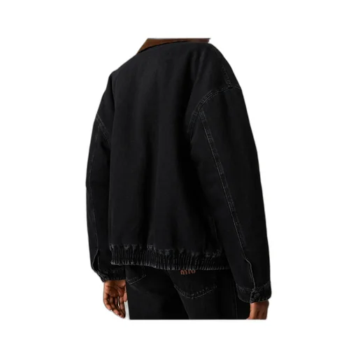 Logo-Patch Zipped Denim Padded Jacket