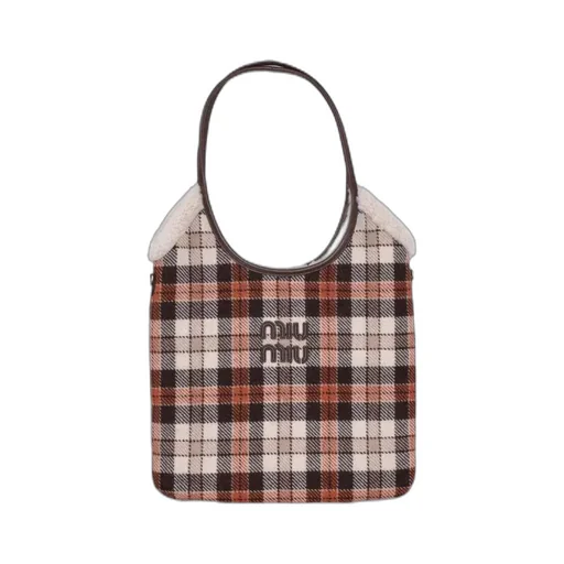 Checked Top Handle Bag